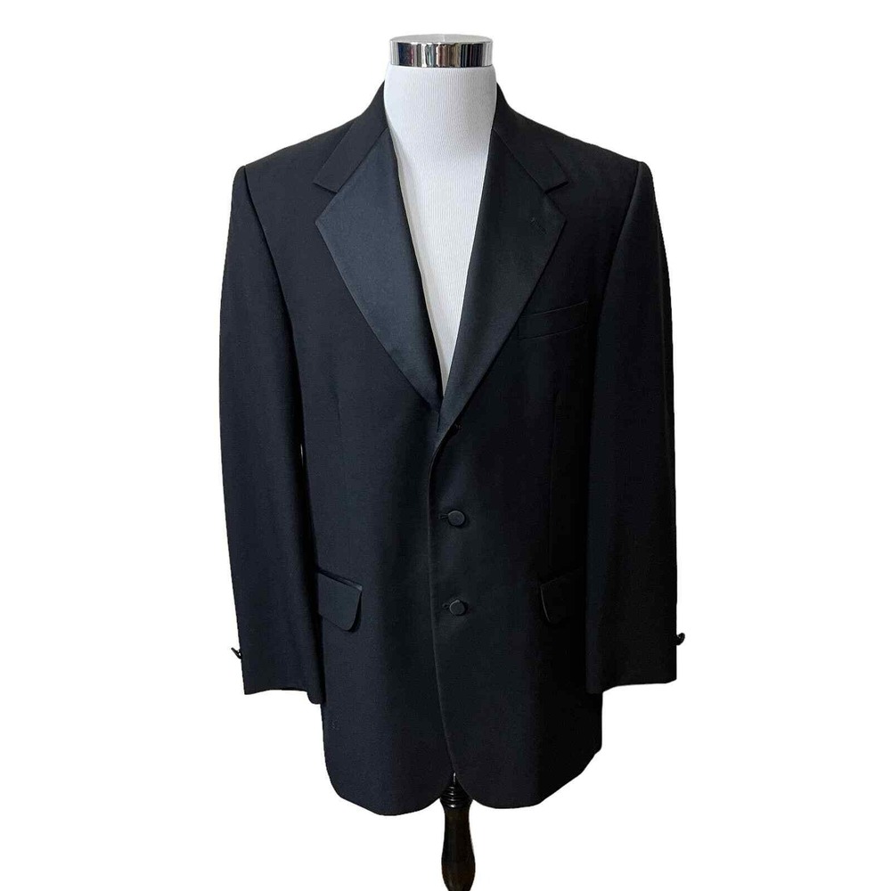 Mens Warehouse Joseph & Feiss Blazer 42L 100% Worsted Wool Black‎ Suit Jacket